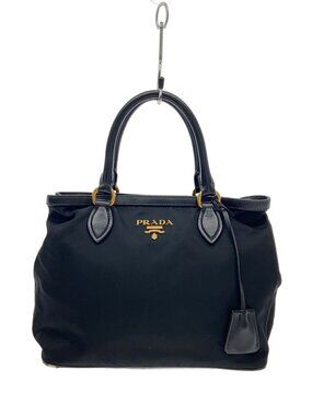 Prada top handle handbag iconic logo Black